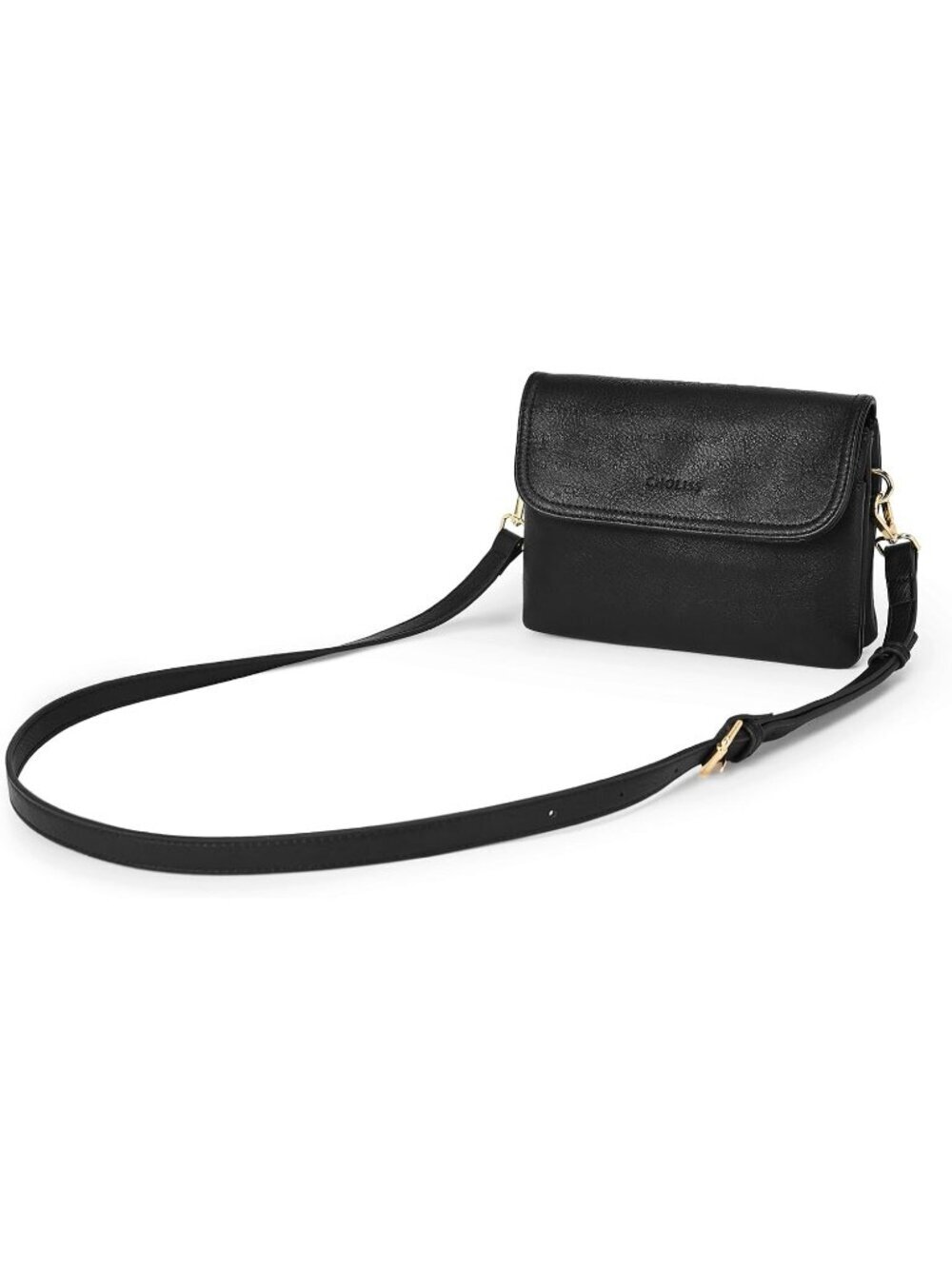 CHOLISS Women's Black Leather Cell Phone Crossbody Bags with Adjustable Strap
